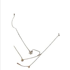 Gold rose gold and silver layered flower necklace